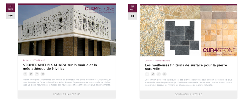 Nouveau site web CUPA STONE: blog