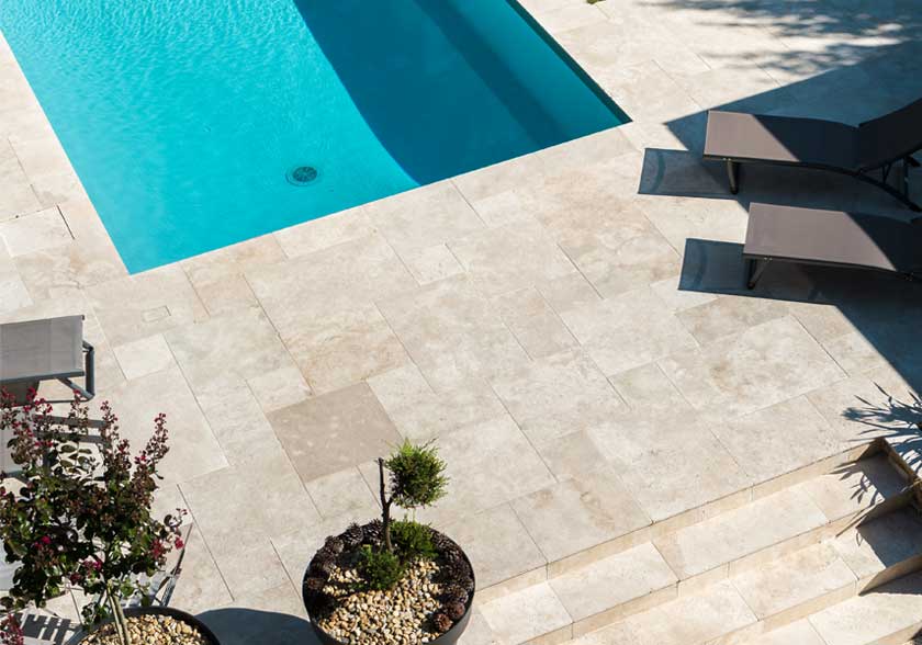 Travertin Light Mixte CUPA STONE pour la plage de piscine