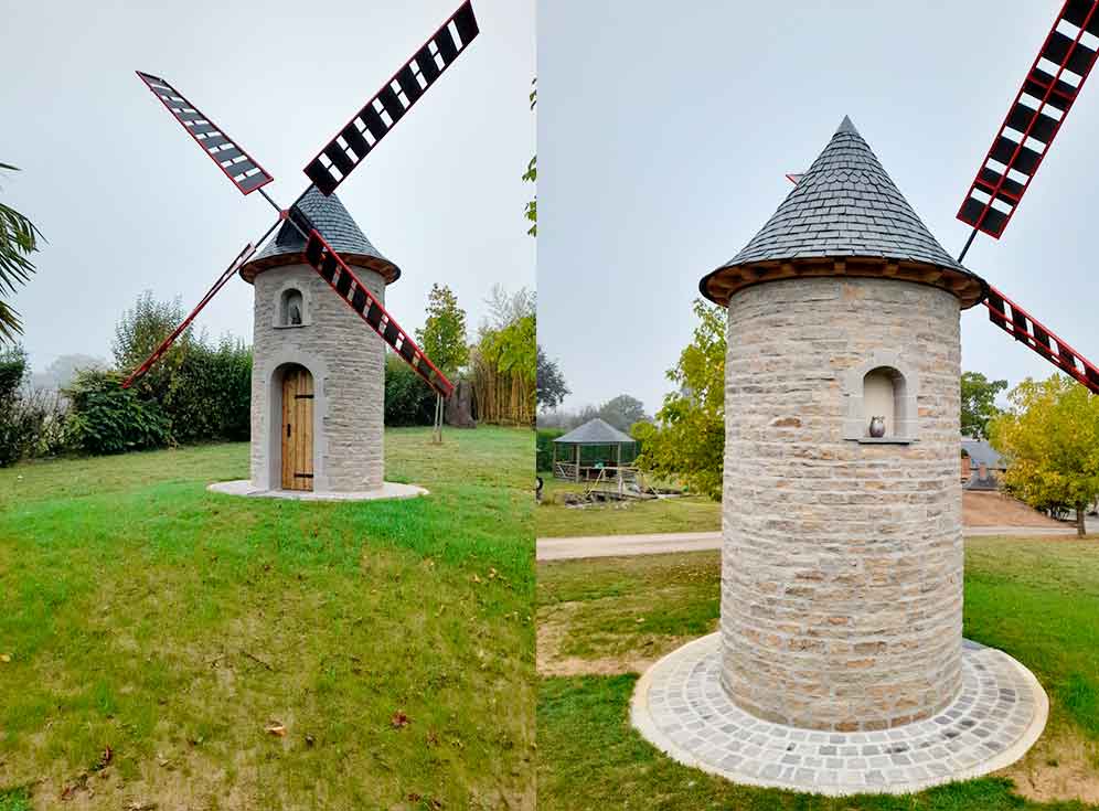 Moulin typique restauré avec du moellon de Gneiss Saint-Yrieix : un exemple d'intégration harmonieuse de la pierre naturelle dans la rénovation du patrimoine local.
